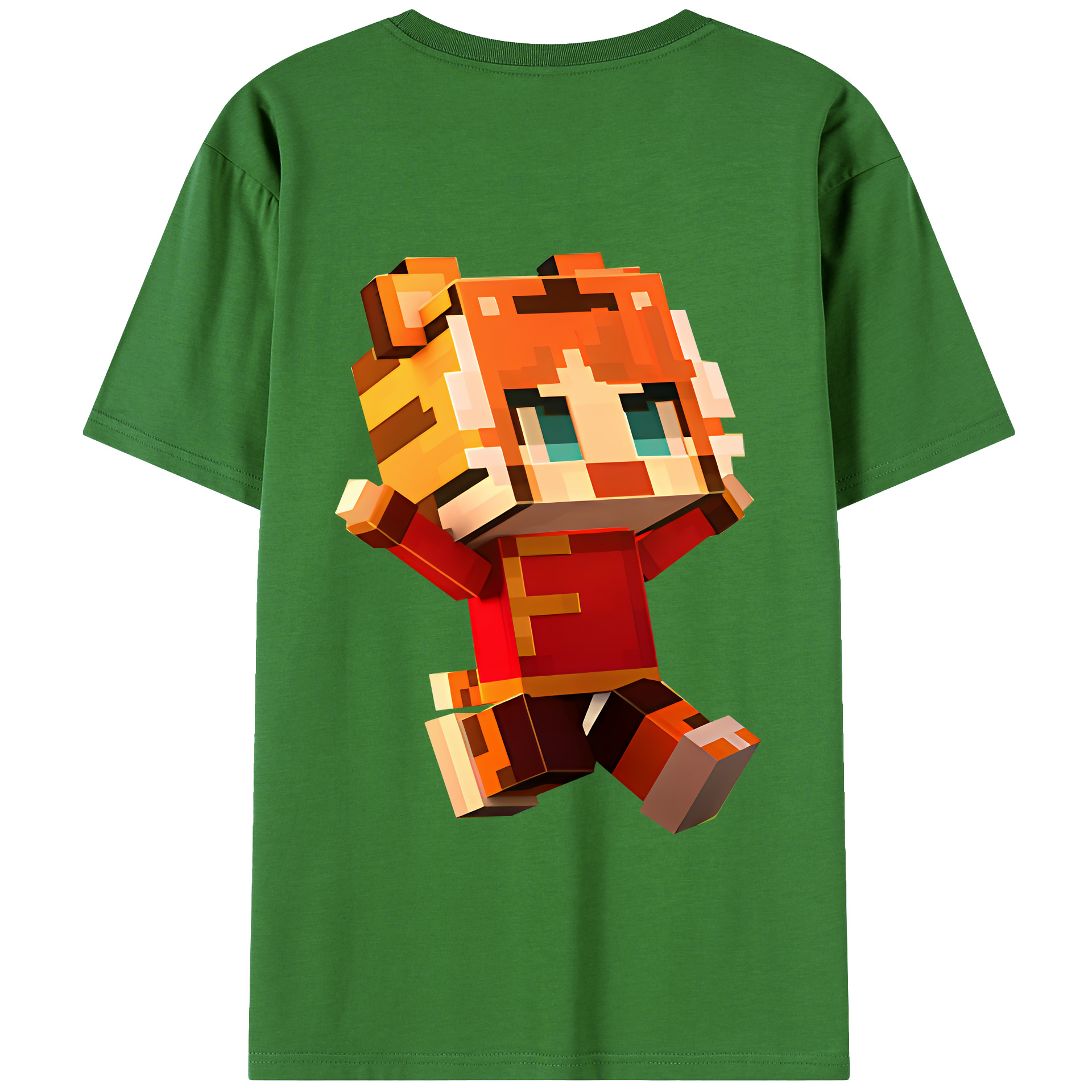 （画像用） マインクラフト ブロックの世界 Minecraft MC Block world レディース半袖Tシャツ(バックプリント)